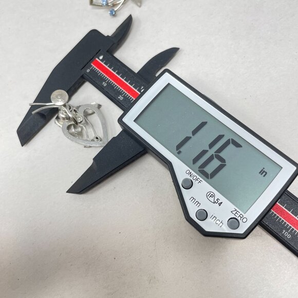 Vintage Karu Arke Floral Bracelet & Earrings Set Silver Tone Blue Rhinestones - Picture 12 of 12